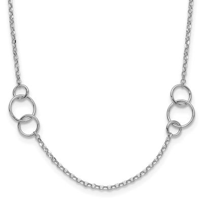Circle with 1 Inch Extender Necklace Sterling Silver Rhodium-plated Polished QLF1370-16.25 19690434…
