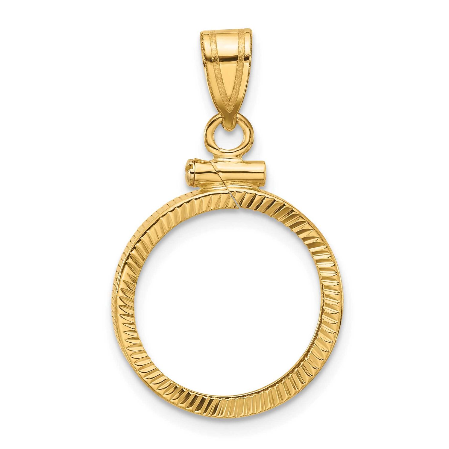Diamond-Cut 16.0mm x 1.35mm Screw Top Coin Bezel Pendant 10k Gold Polished 10C1885D/16.0