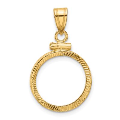 Diamond-Cut 16.0mm x 1.35mm Screw Top Coin Bezel Pendant 10k Gold Polished 10C1885D/16.0