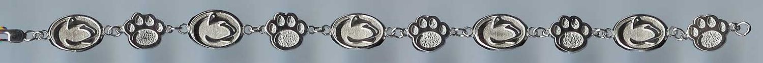 Penn State University Head/Paw Bracelet 7.5 Sterling Silver PSU028BR-SS 191101777479