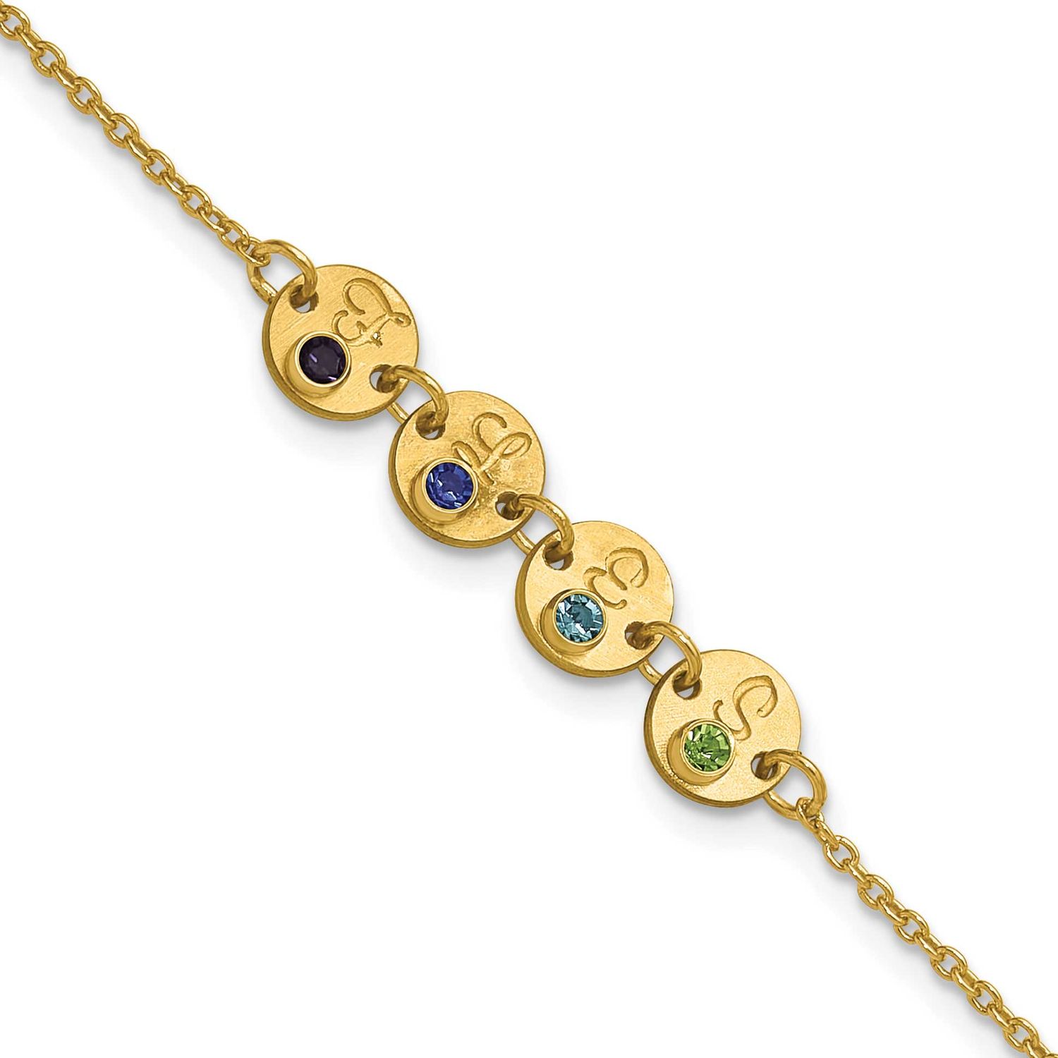 4 Disc with Initial and Birthstone Bracelet 10k Gold 10XNA1523/4Y