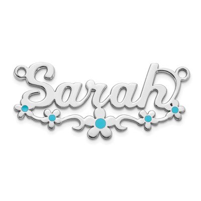 Epoxy Flower Name Plate Sterling Silver Rhodium-plated XNA1496SS