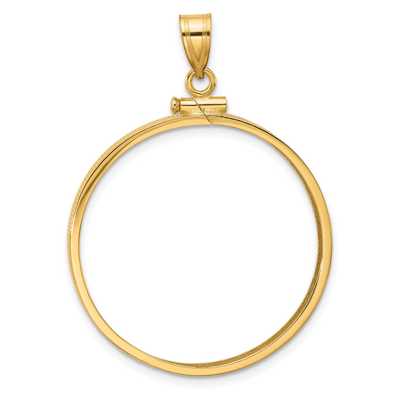 30.0mm x 3.00mm Screw Top Coin Bezel Pendant 10k Gold Polished 10C1885/30.0