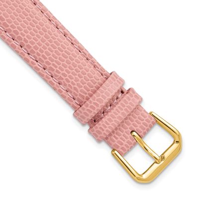 Debeer 16mm Pink Lizard Grain Leather with Gold-Tone Buckle 7.5 Inch Watch Band 29Y-16 196904354209