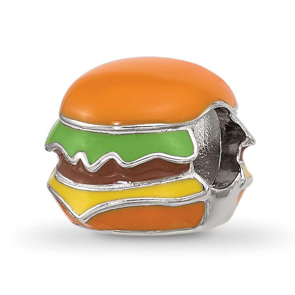 Kids Enamel Cheese Burger Bead Sterling Silver QRS4548 196904279199