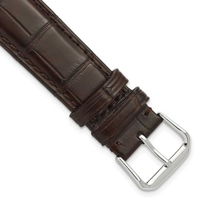 Debeer 20mm Brown Matte Genuine Louisiana Alligator Leather with Silver-Tone Buckle 7.5 Inch Watch …
