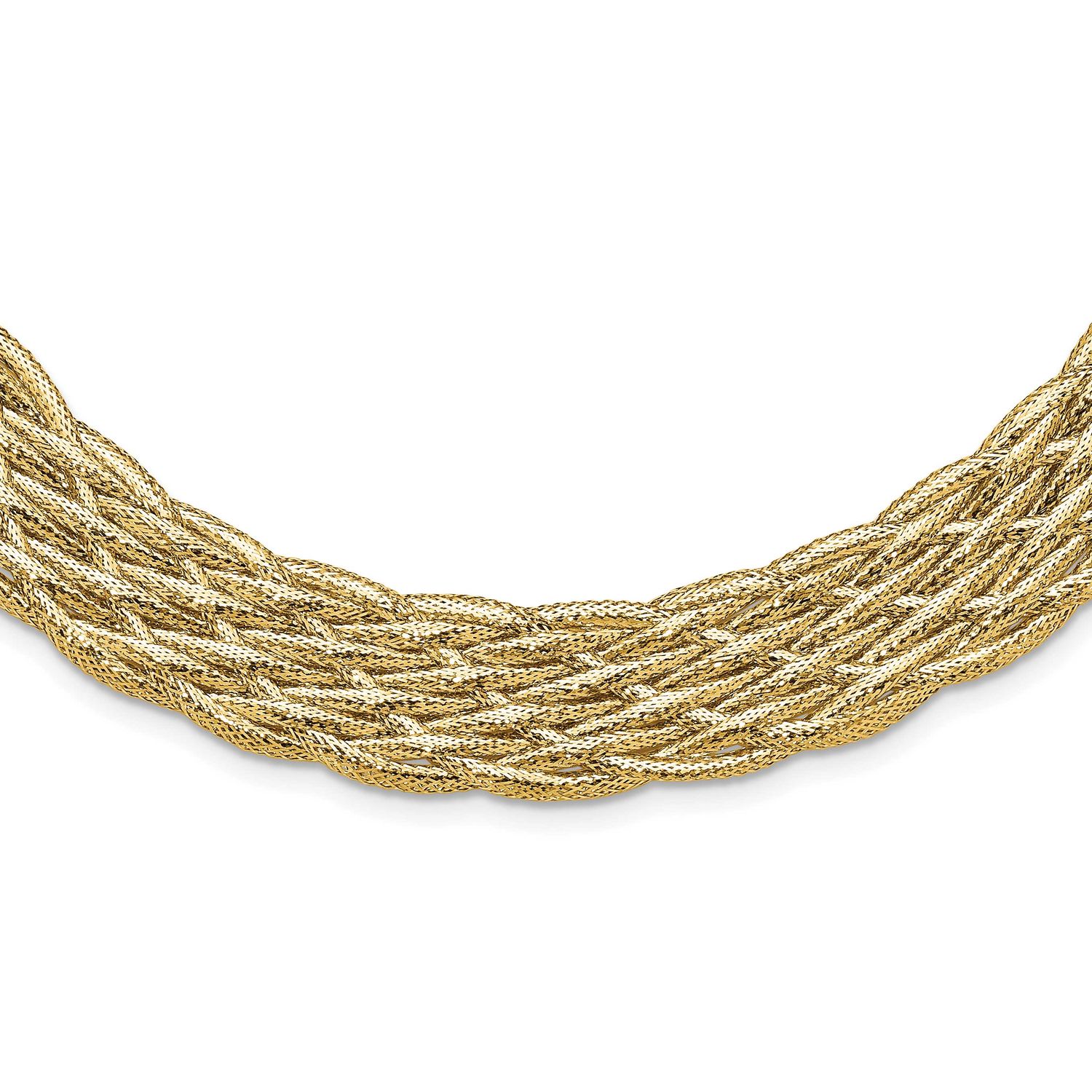 Braided Mesh Necklace 14k Gold Polished LF2068-18 196904288313