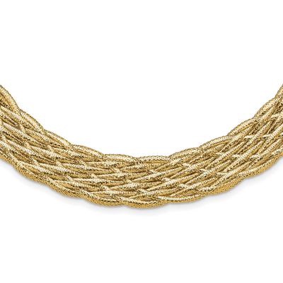 Braided Mesh Necklace 14k Gold Polished LF2068-18 196904288313