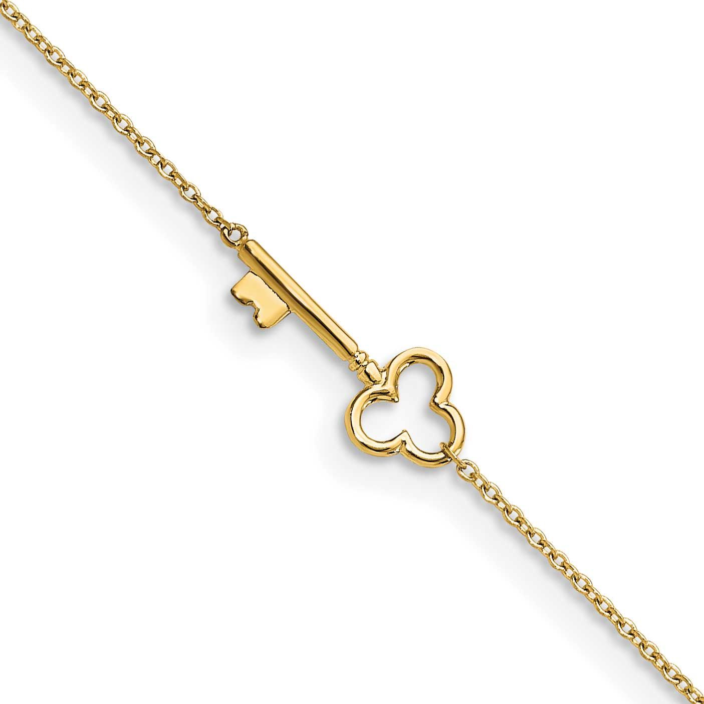 Key 9 Inch Plus 1 Inch Extender Anklet 10k Gold Polished 10LF650-9 196904345474