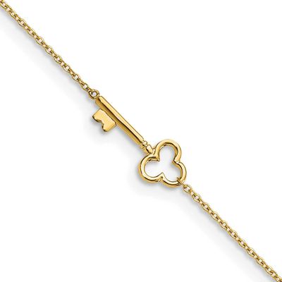 Key 9 Inch Plus 1 Inch Extender Anklet 10k Gold Polished 10LF650-9 196904345474