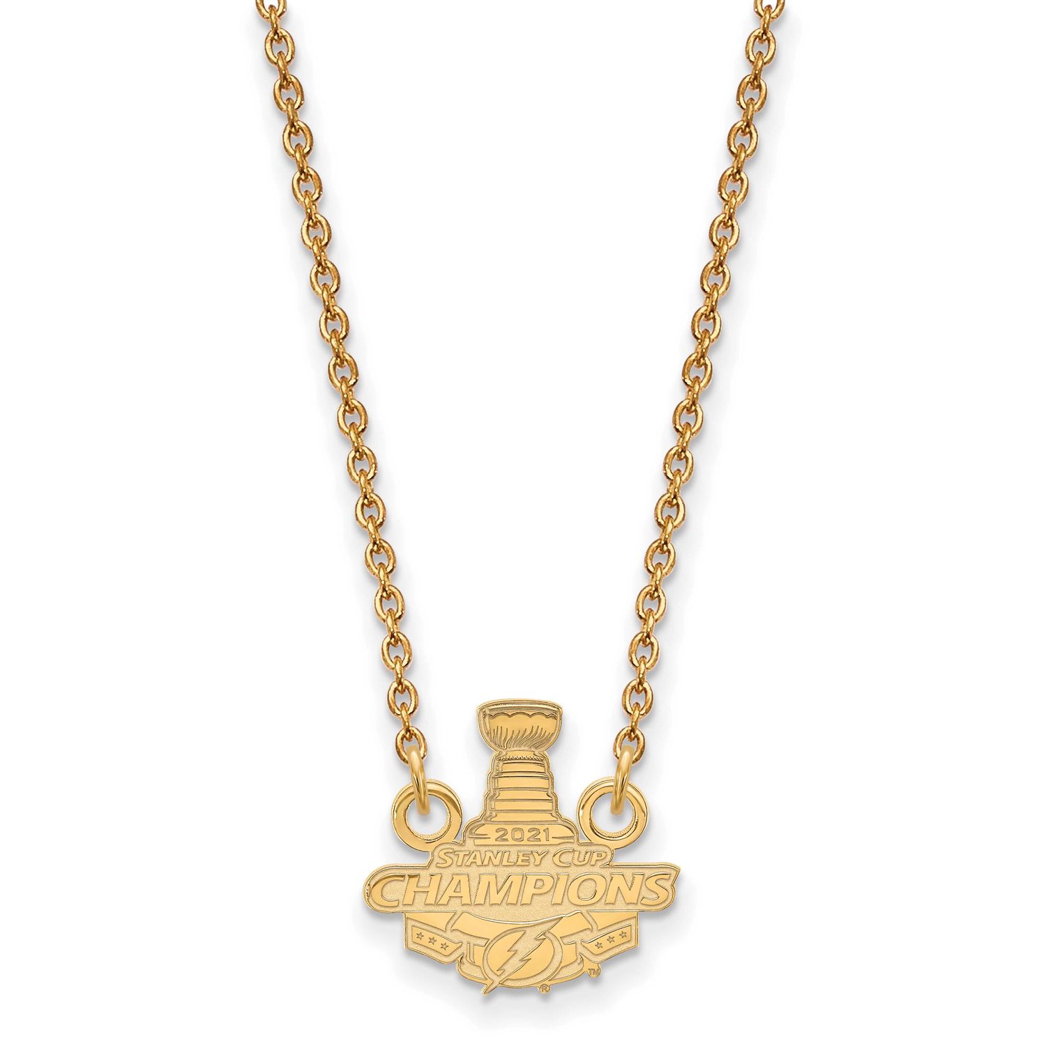 2021 Stanley Cup Champions Tampa Bay Lightning Small Pendant with Necklace Gold-plated GP006LIG21-18