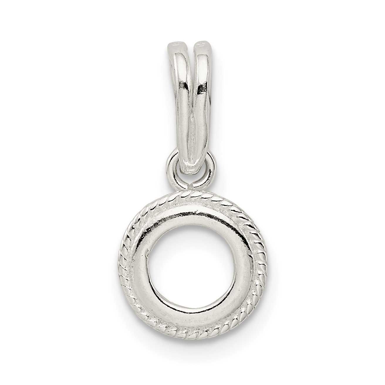 Round 5.0mm Rope Frame Back Set Loose Bail Pendant Setting Sterling Silver SS3234-3