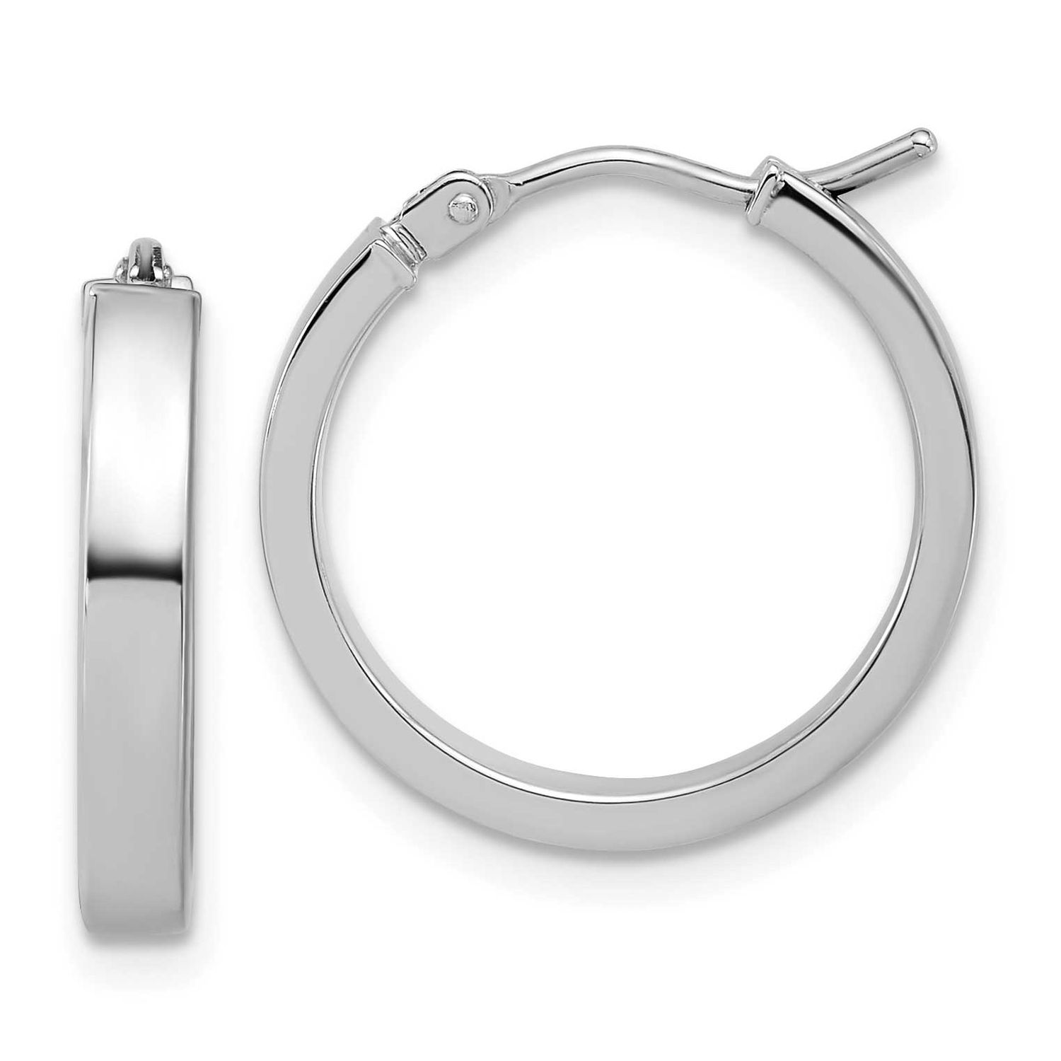 Square Tube Round Hoop Earrings 14k White Gold LE2855W