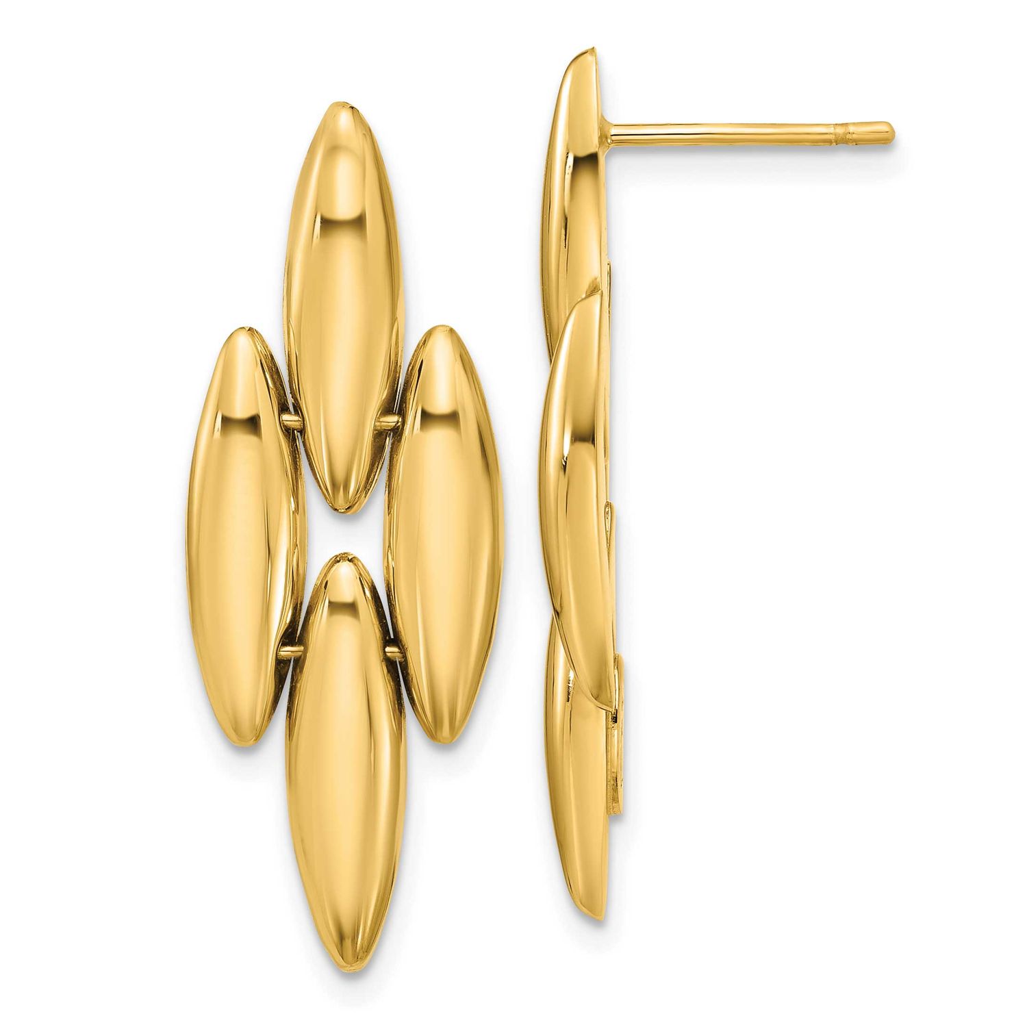 Fancy Dangle Post Earrings 14k Gold Polished LE2797