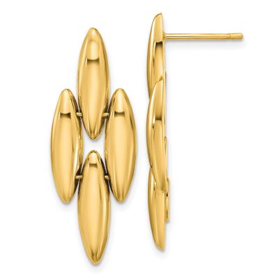 Fancy Dangle Post Earrings 14k Gold Polished LE2797