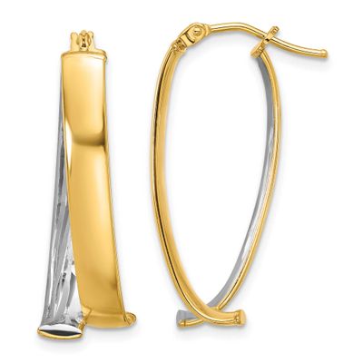 White Rhodium Polished and Textured Fancy Hoop Earrings 10k Gold 10LE613 196904342749