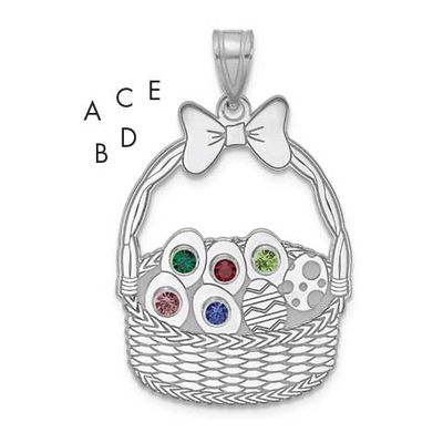 5 Birthstone with Bezel Easter Basket Pendant Sterling Silver QMP1538/5SS
