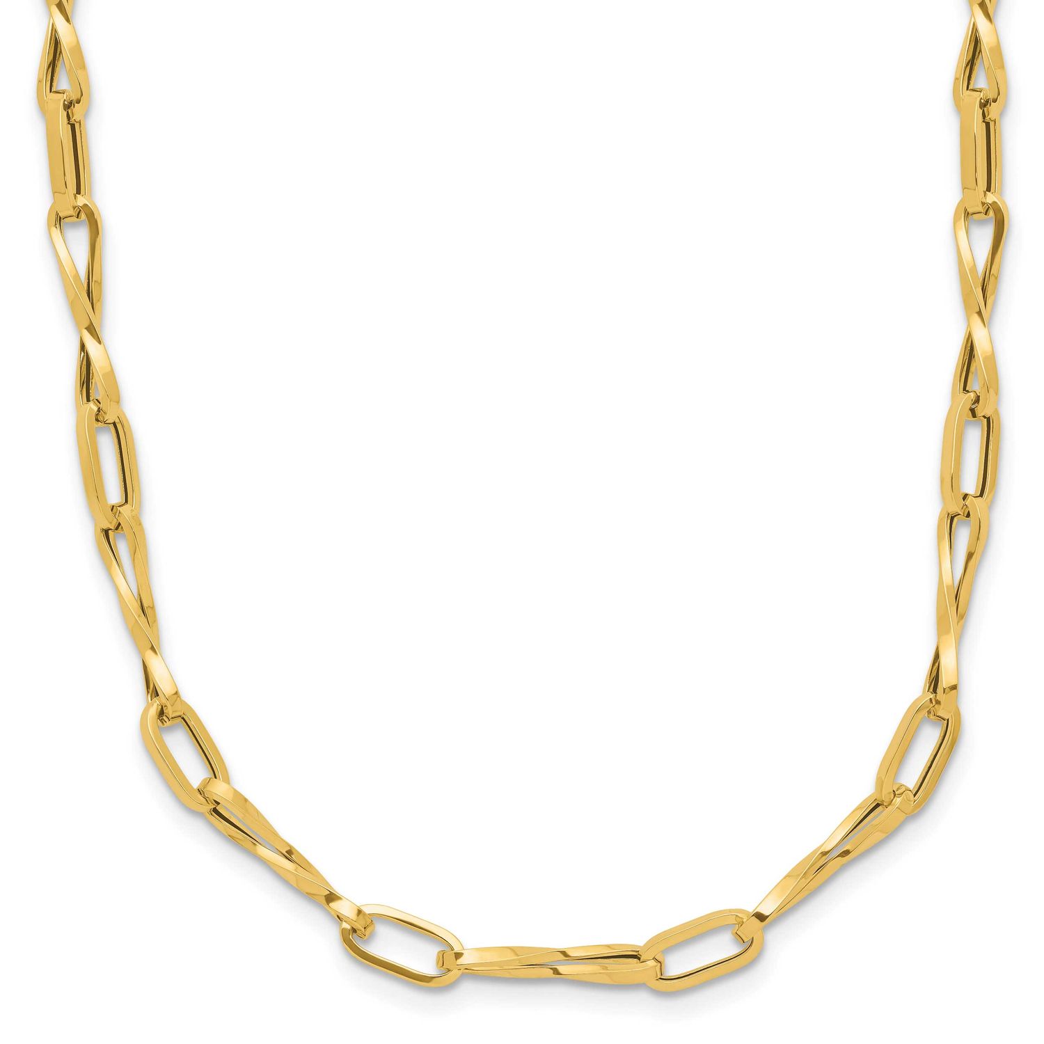 Fancy Twisted Link Necklace 14k Gold Polished LF1835-18 196904333051