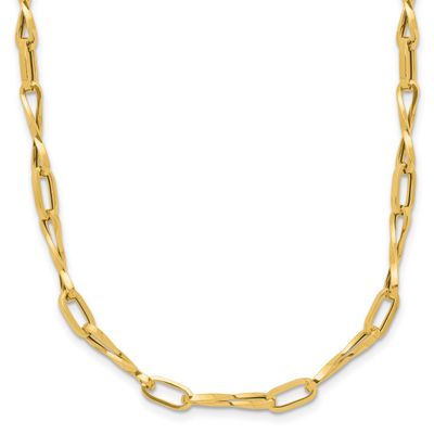 Fancy Twisted Link Necklace 14k Gold Polished LF1835-18 196904333051