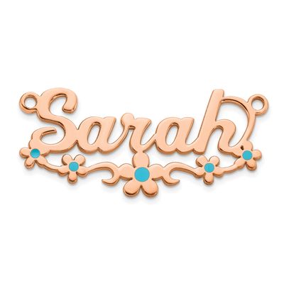 Epoxy Flower Name Plate Sterling Silver Rose-plated XNA1496RP