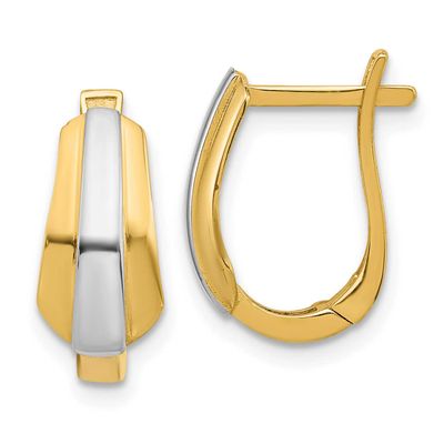 Rhodium Polished Hinged Hoop Earrings 14k Gold LE2786 196904316566