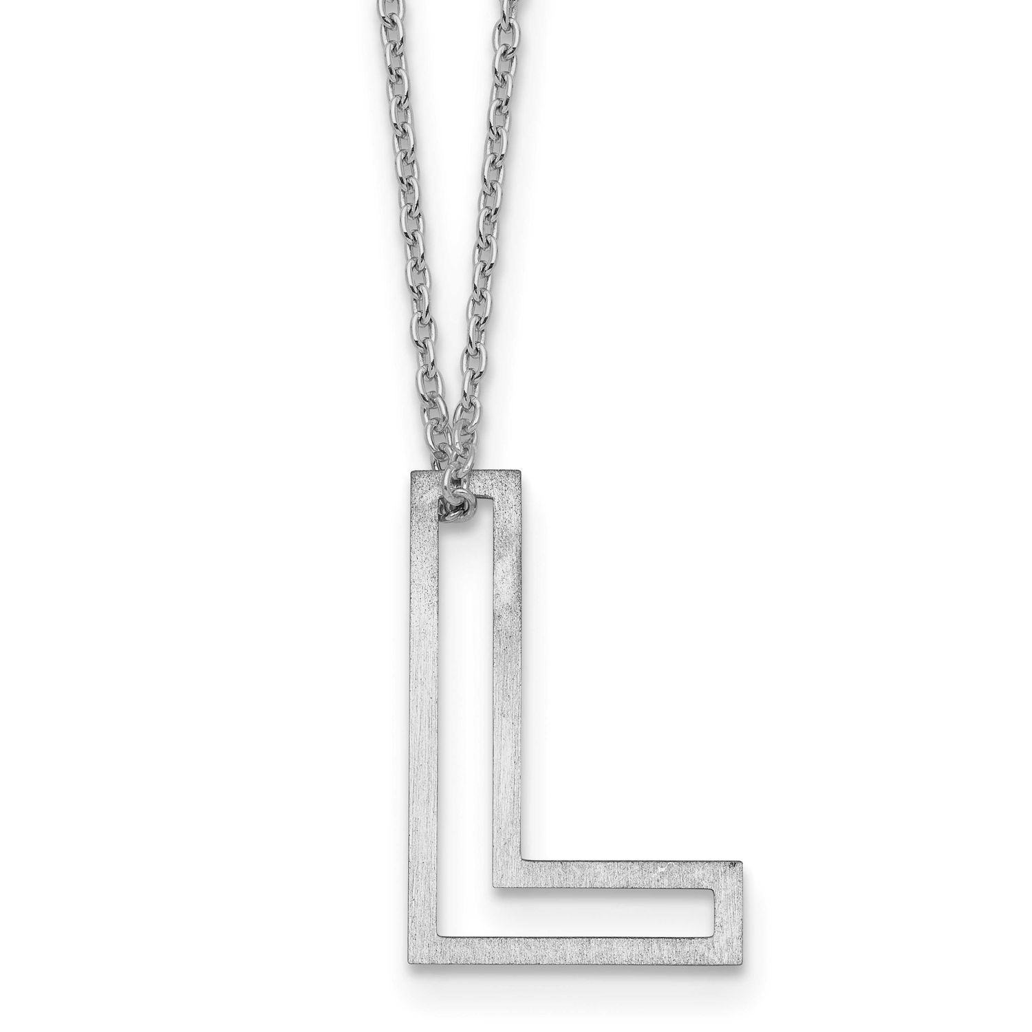 Cut Out Slide Initial L Necklace 10k White Gold 10XNA1474W/L