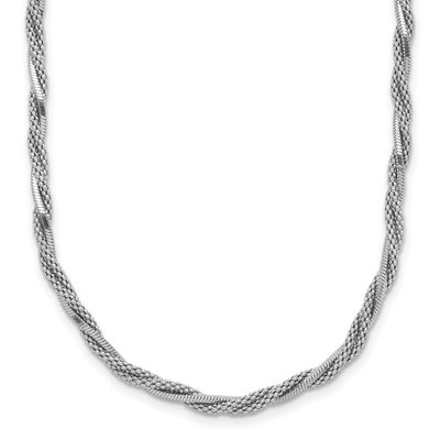 Polish/Texture Braided with 1.5 Inch Extender Necklace Sterling Silver Rhodium-plated QLF1431-16 19…