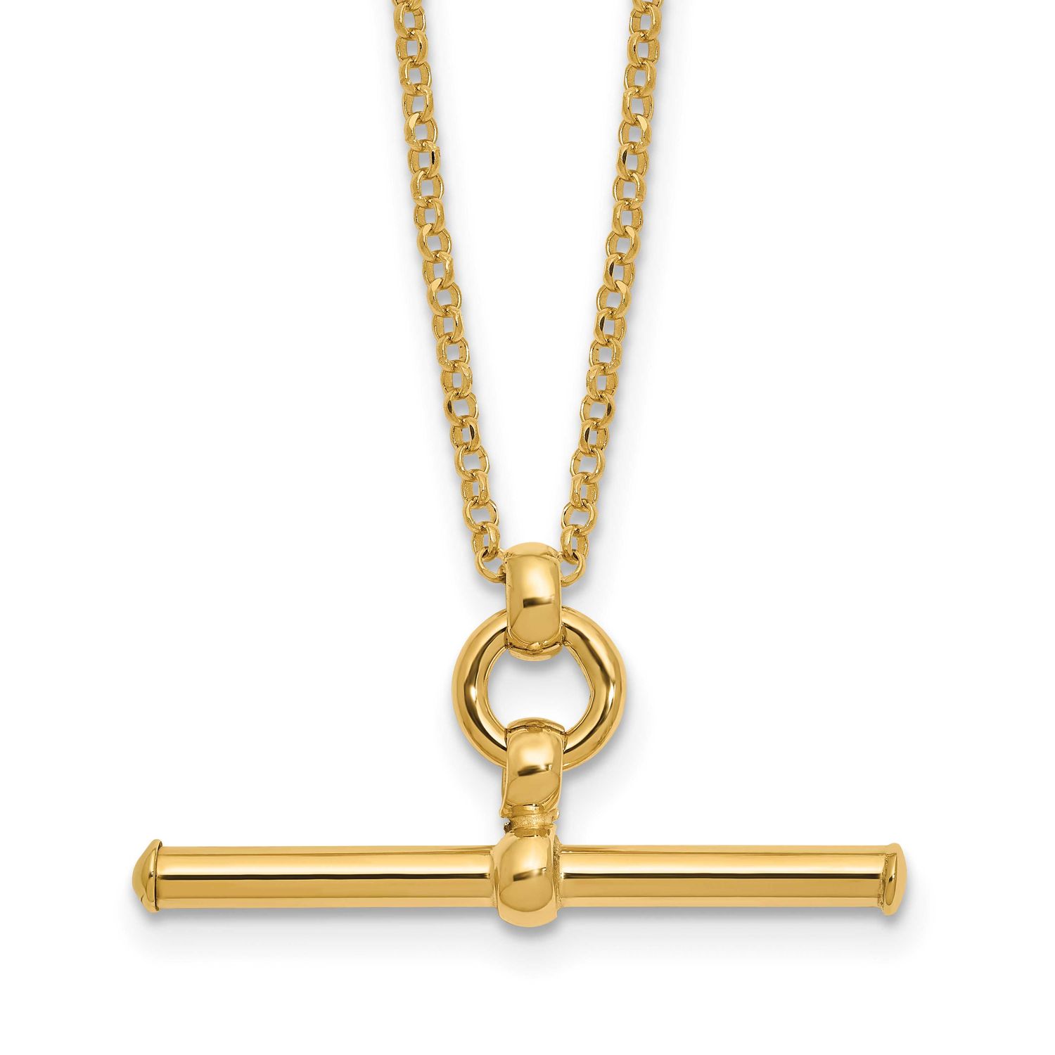 Bar with 1.5 Inch Extender Necklace 14k Gold Polished LF1851-16 196904332351