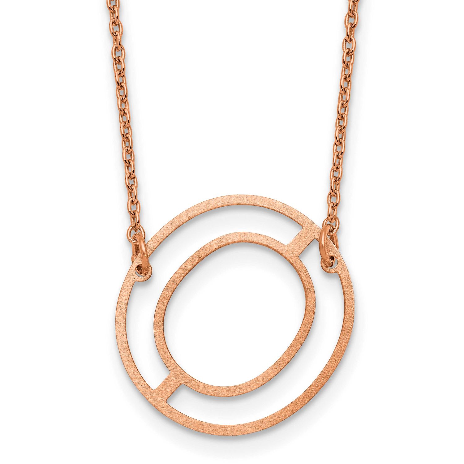 Rose Gold-Plated Sideways Cut Out Initial O Necklace Sterling Silver XNA1473RP/O