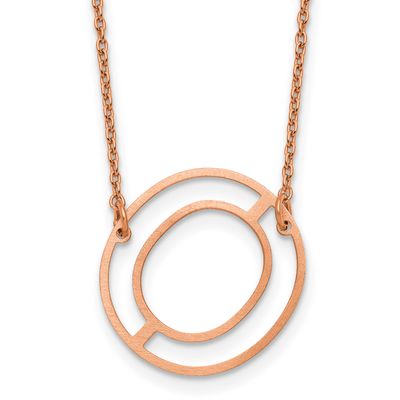 Rose Gold-Plated Sideways Cut Out Initial O Necklace Sterling Silver XNA1473RP/O