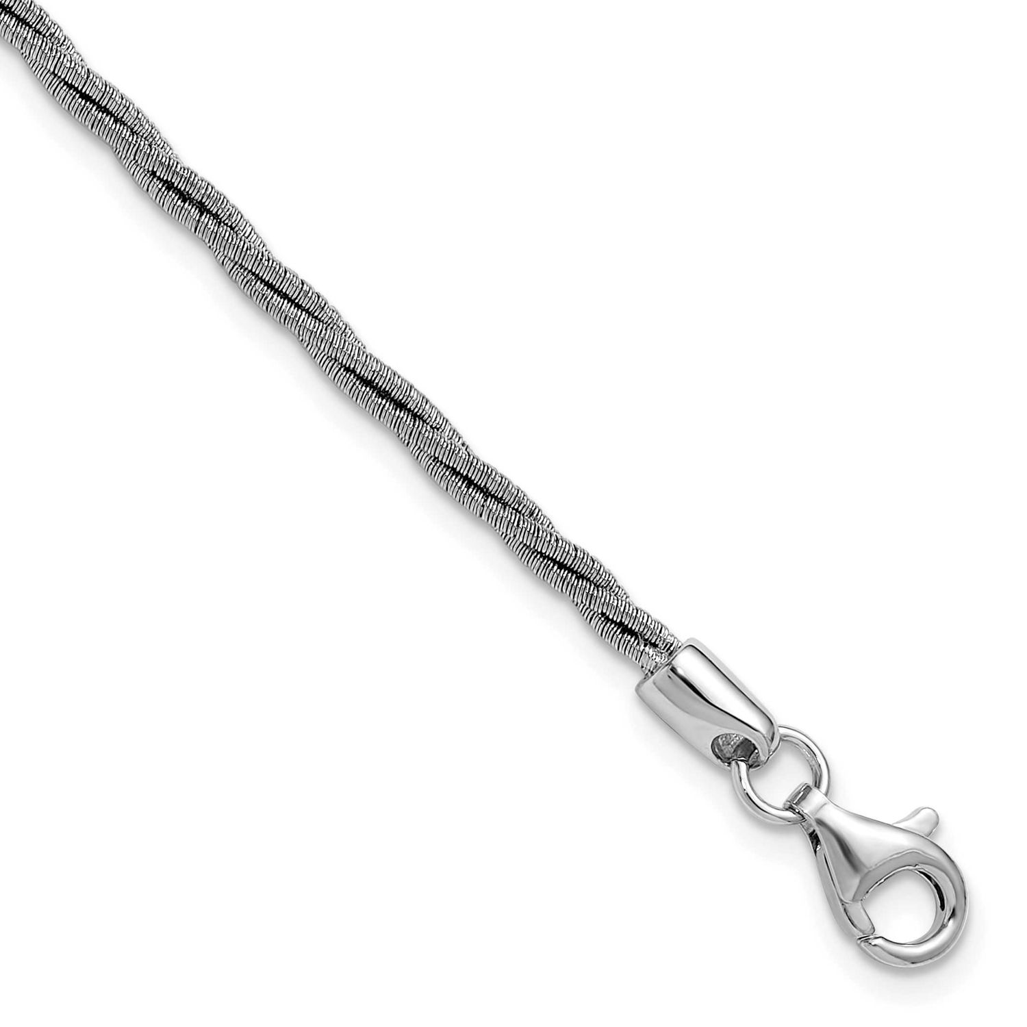 Twisted Wire-Wrapped with 1 Inch Extender Bracelet Sterling Silver Rhodium-plated QLF1469-7