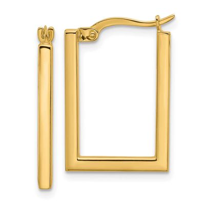 Rectangle Hoop Earrings 14k Gold Polished LE2793 196904275979