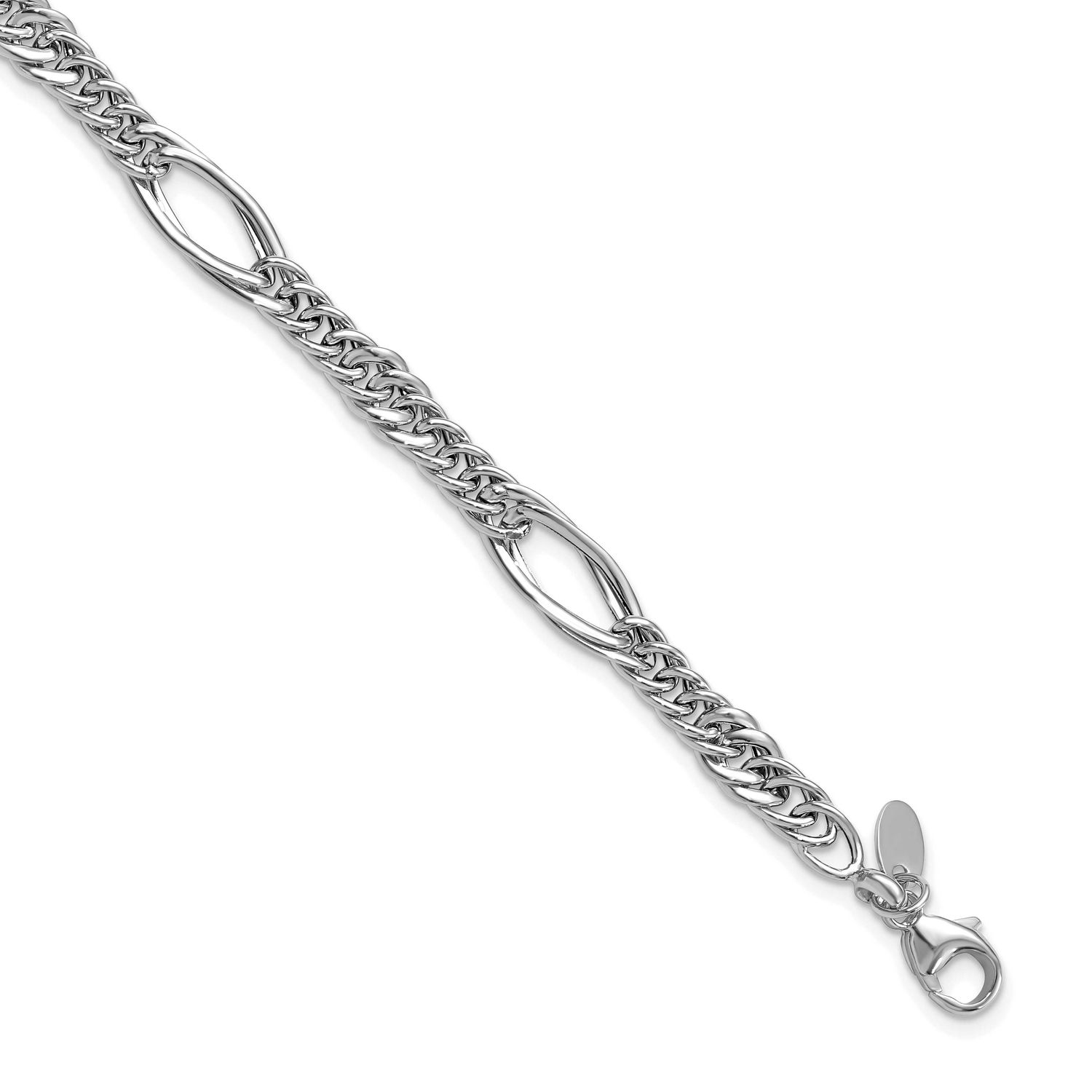 Fancy Link Bracelet 14k White Gold Polished LF1556W-7.5