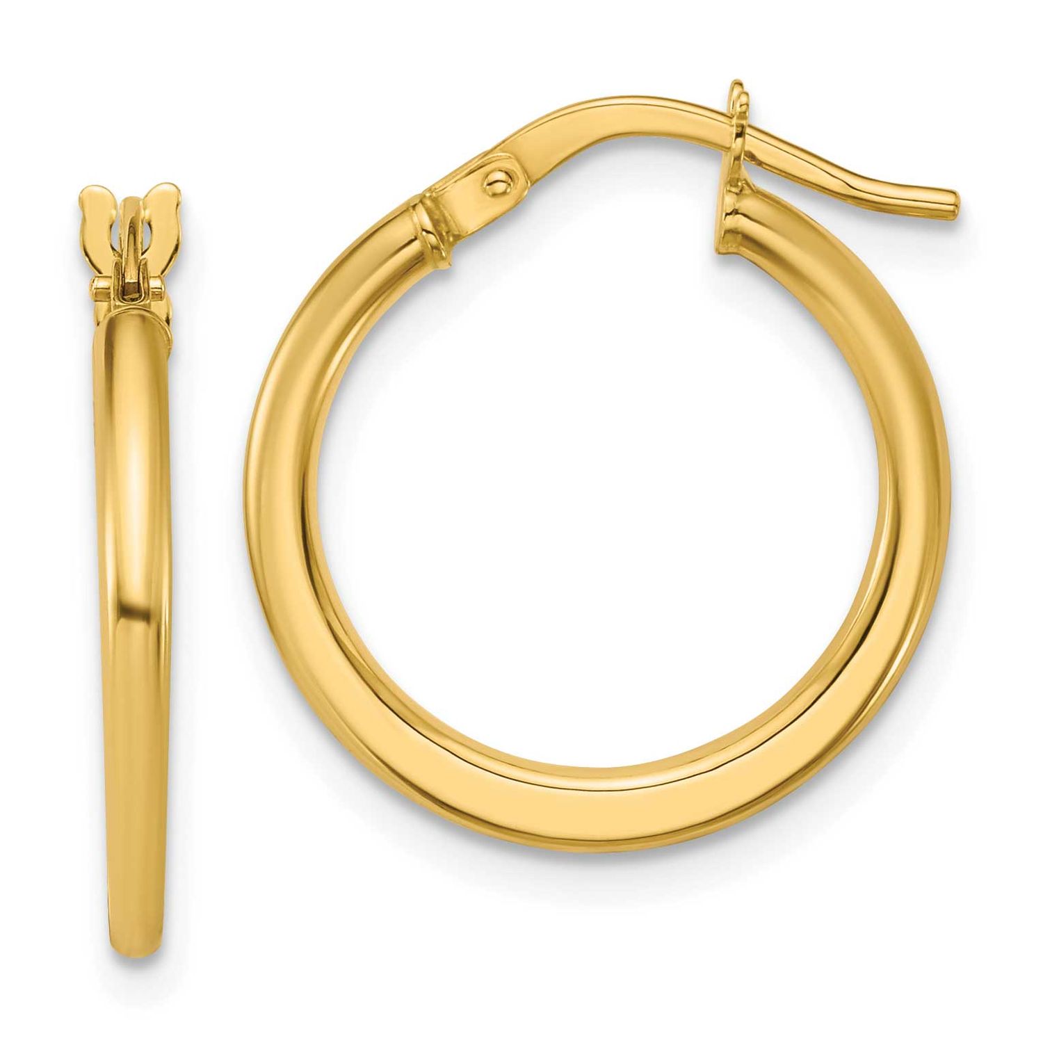 Round Hoop Earrings 10k Gold Polished 10LE639