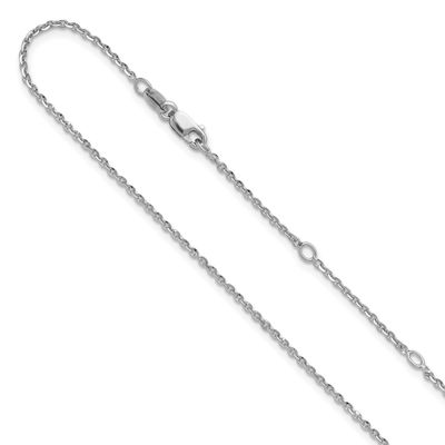 Polish/Diamond-Cut 1.45mm Cable 1In+1 Inch Adjustable Chain 18 Inch Sterling Silver Rhodium-plated …