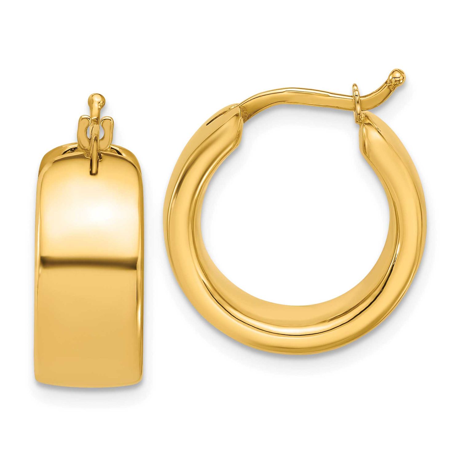 7.7mm Round Hoop Earrings 14k Gold Polished LE2946 196904316450