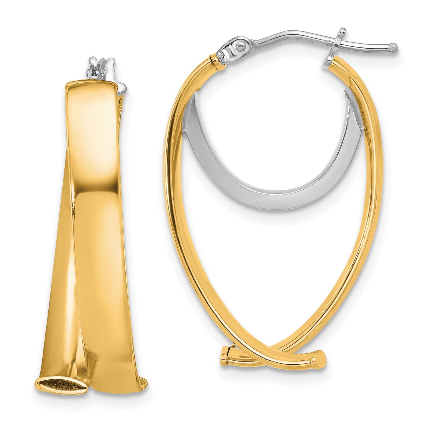 White Rhodium Polished Fancy Hoop Earrings 14k Gold LE2694 196904337295