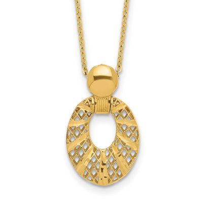 Diamond-Cut 16 Inch with 2.25 Inch Extender Necklace 14k Gold Polished LF1837-16 196904338421