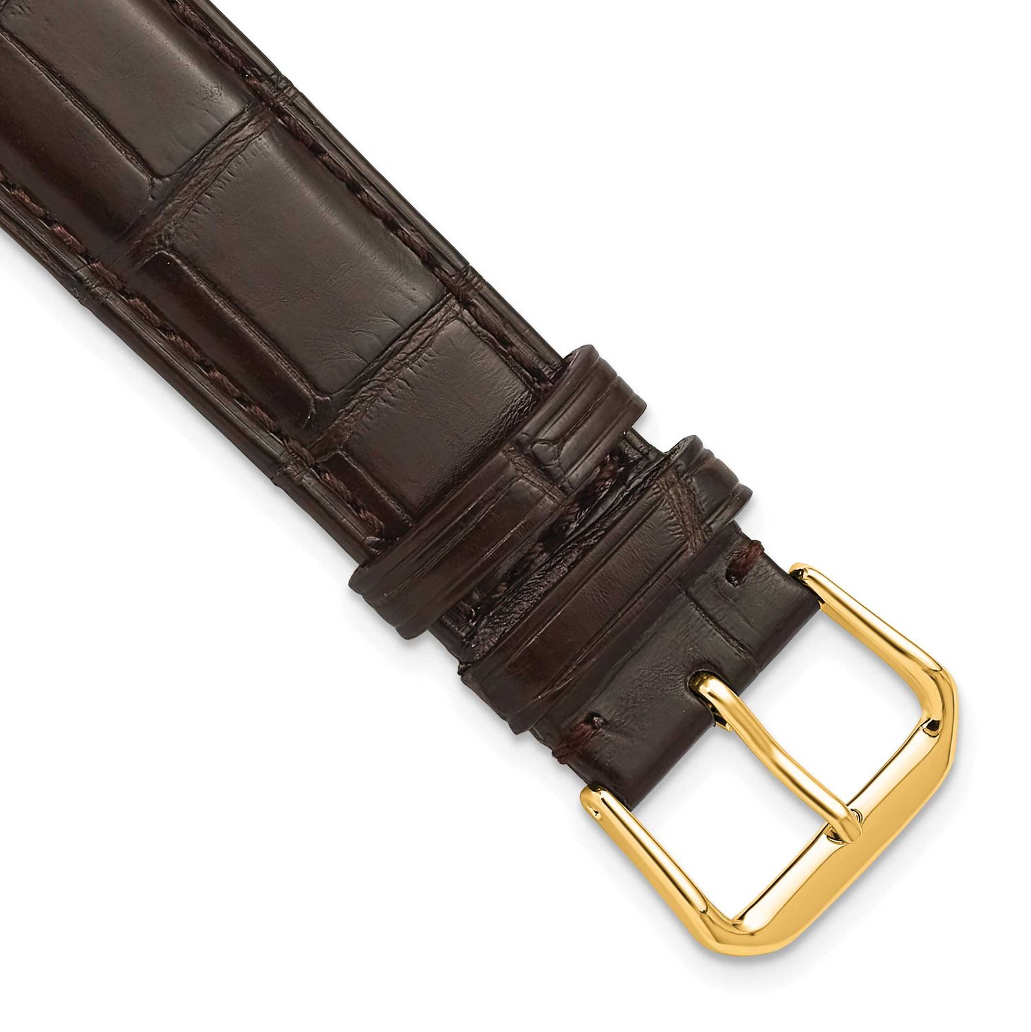 Debeer 18mm Brown Matte Genuine Louisiana Alligator Leather with Gold-Tone Buckle 7.5 Inch Watch Ba…