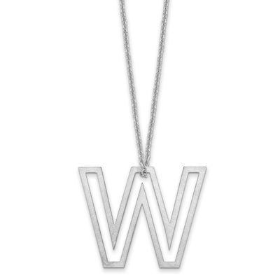 Cut Out Slide Initial W Necklace 14k White Gold XNA1474W/W