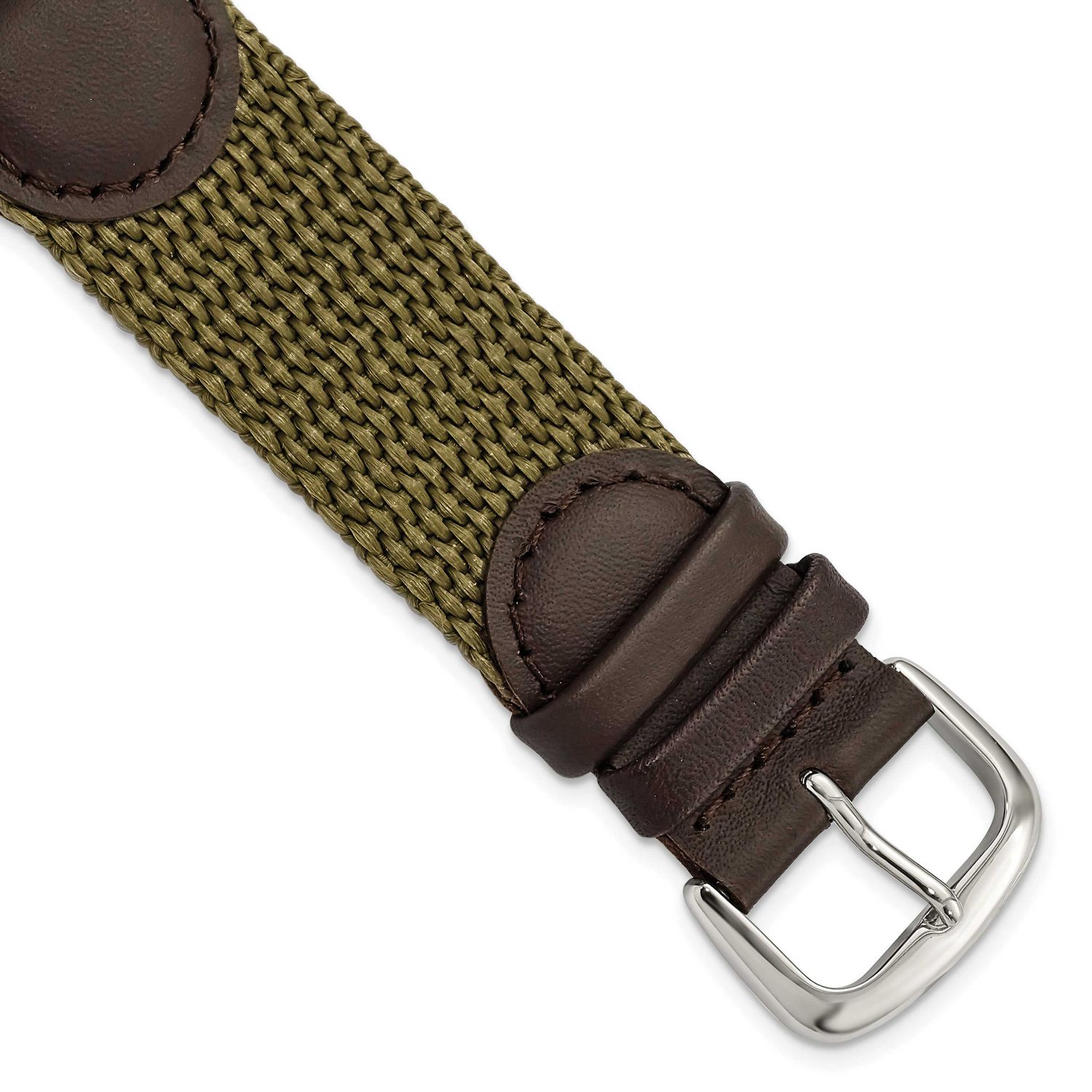 Debeer 19mm Olive Army Style Nylon and Brown Leather with Stainless Steel Buckle and Quick Release …