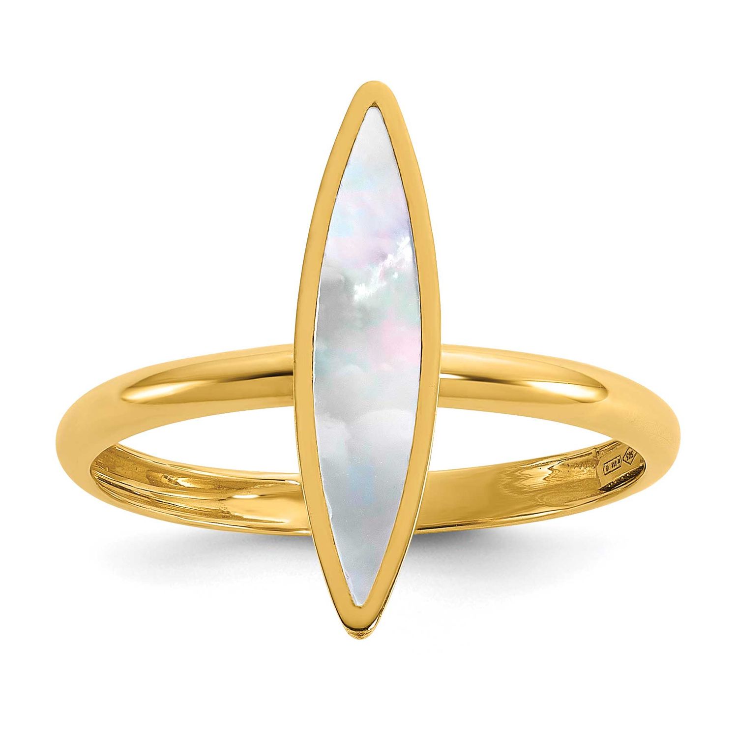 Mother of Pearl Fancy Ring 14k Gold Polished LR115