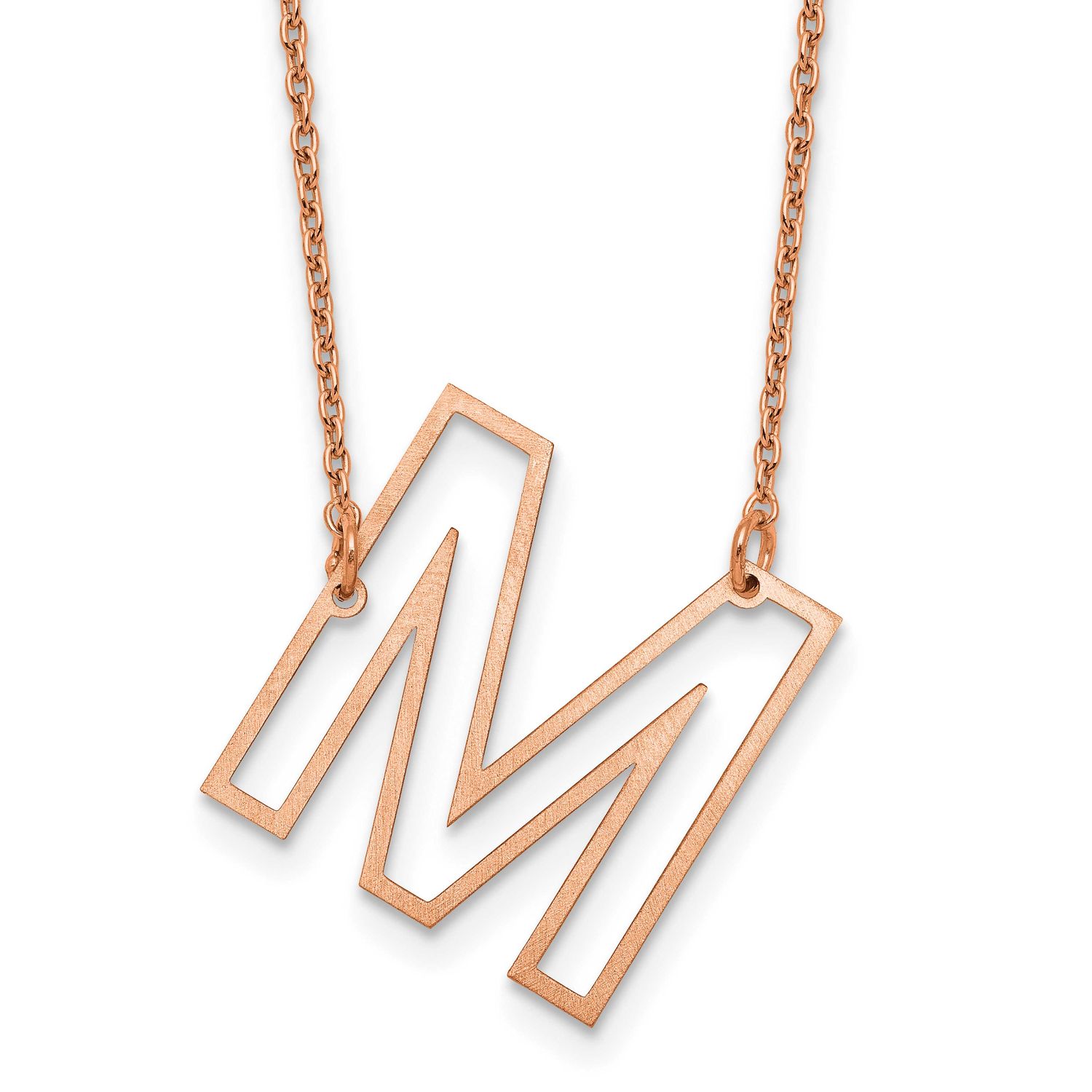 Rose Gold-Plated Sideways Cut Out Initial M Necklace Sterling Silver XNA1473RP/M