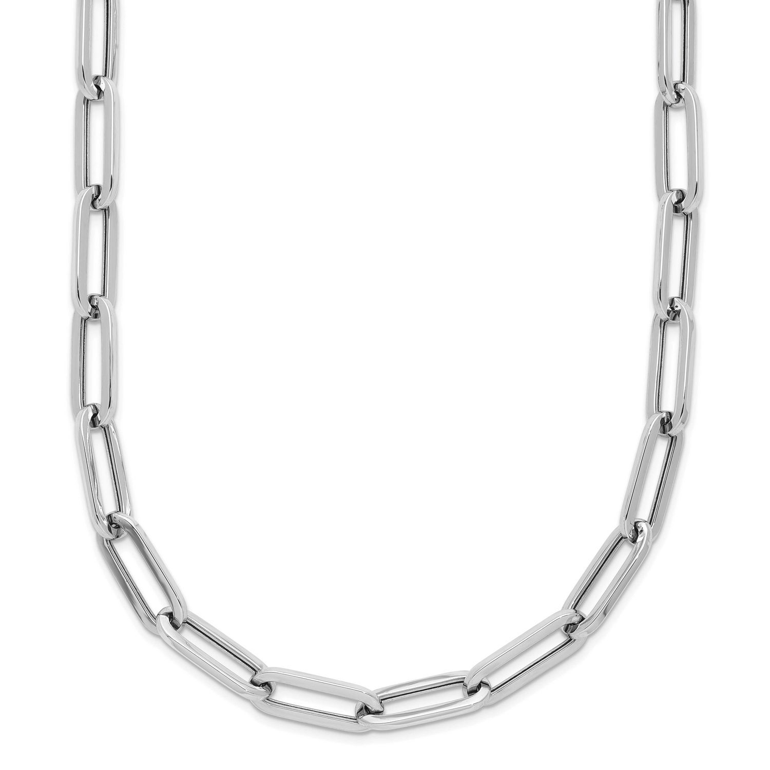 Fancy Link Necklace 14k White Gold Polished LF2267W-18