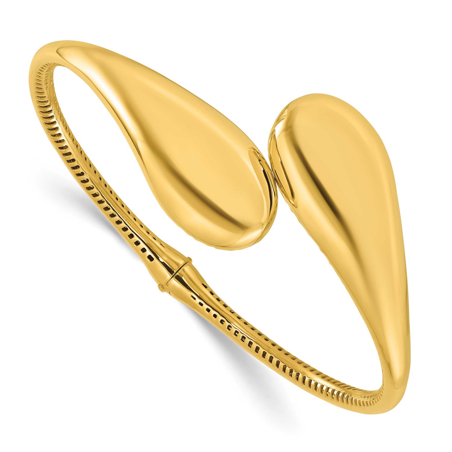 Bypass Teardrop Hinged Bangle 14k Gold Polished LF2023 196904325681