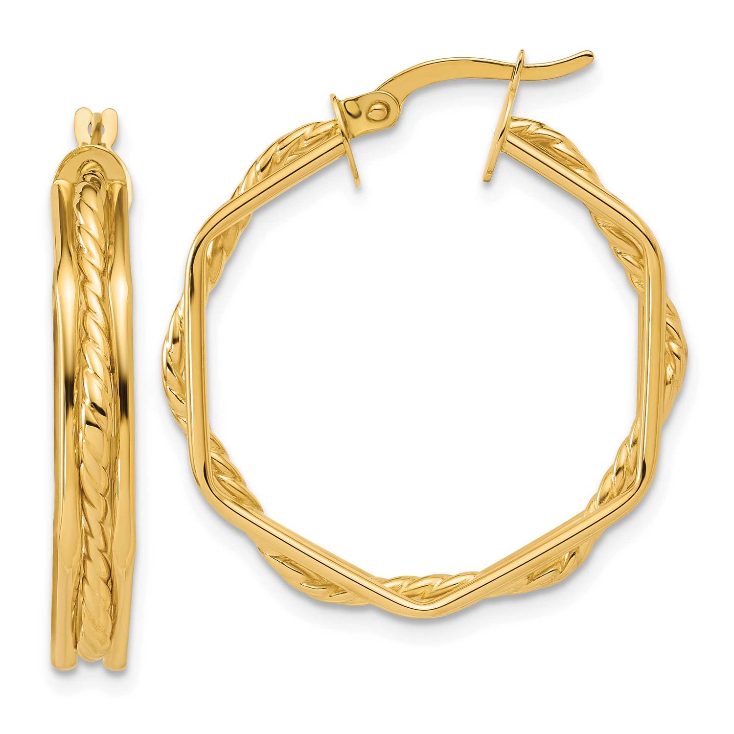 Twisted Hoop Earrings 14k Gold Polished LE2896 196904316412