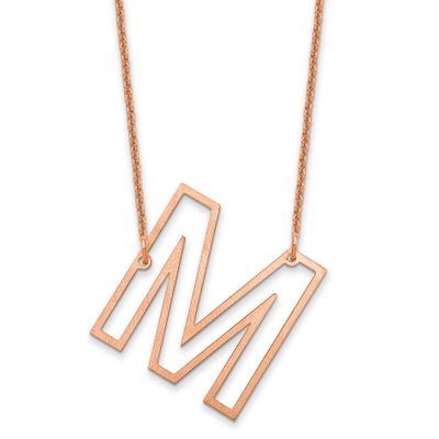 Sideways Cut Out Initial M Necklace 14k Rose Gold XNA1473R/M