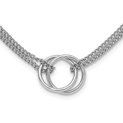 Multi-Strand Circles with 2 Inch Extender Necklac Sterling Silver Rhodium-plated QLF1367-16 1969043…