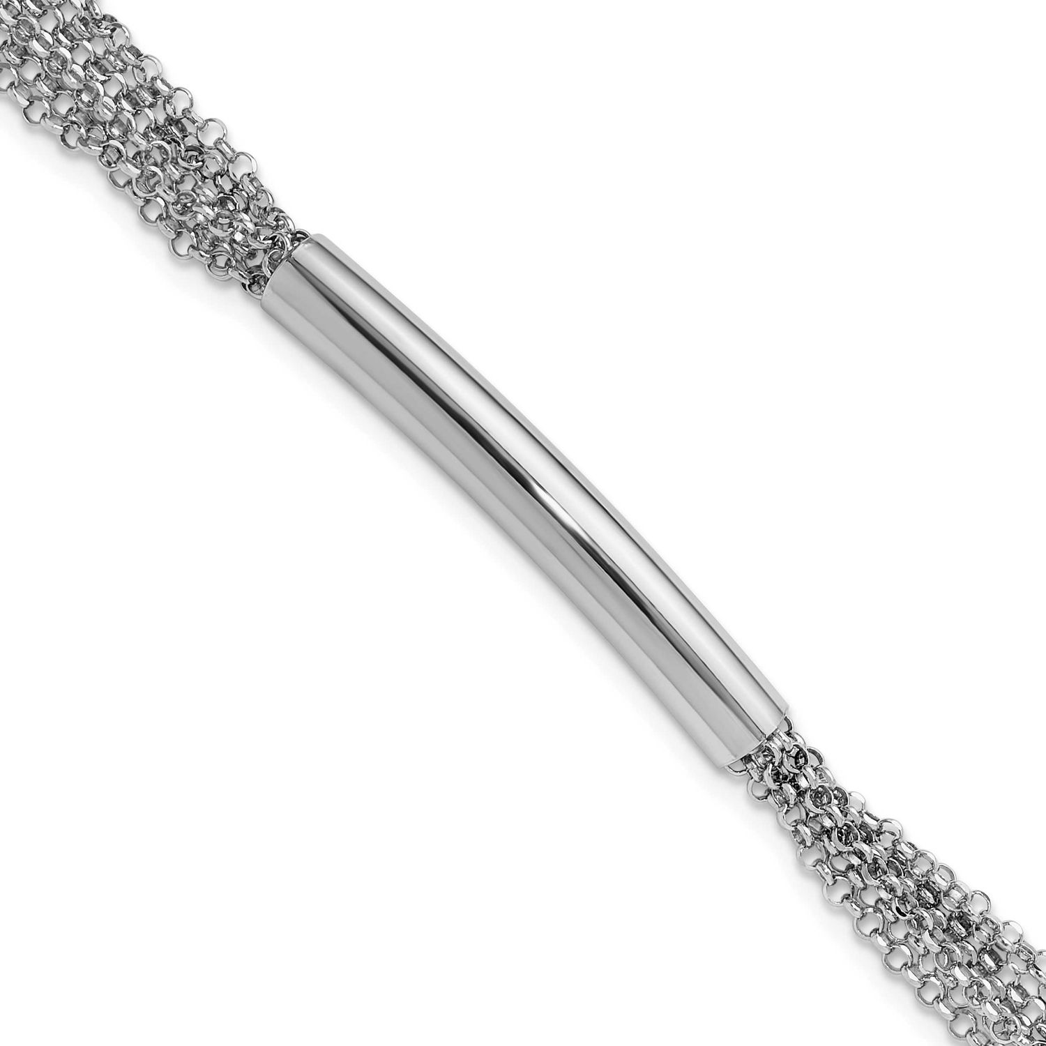 Multi-Strand Bar with 1 Inch Extender Bracele Sterling Silver Rhodium-plated QLF1384-7 196904346631