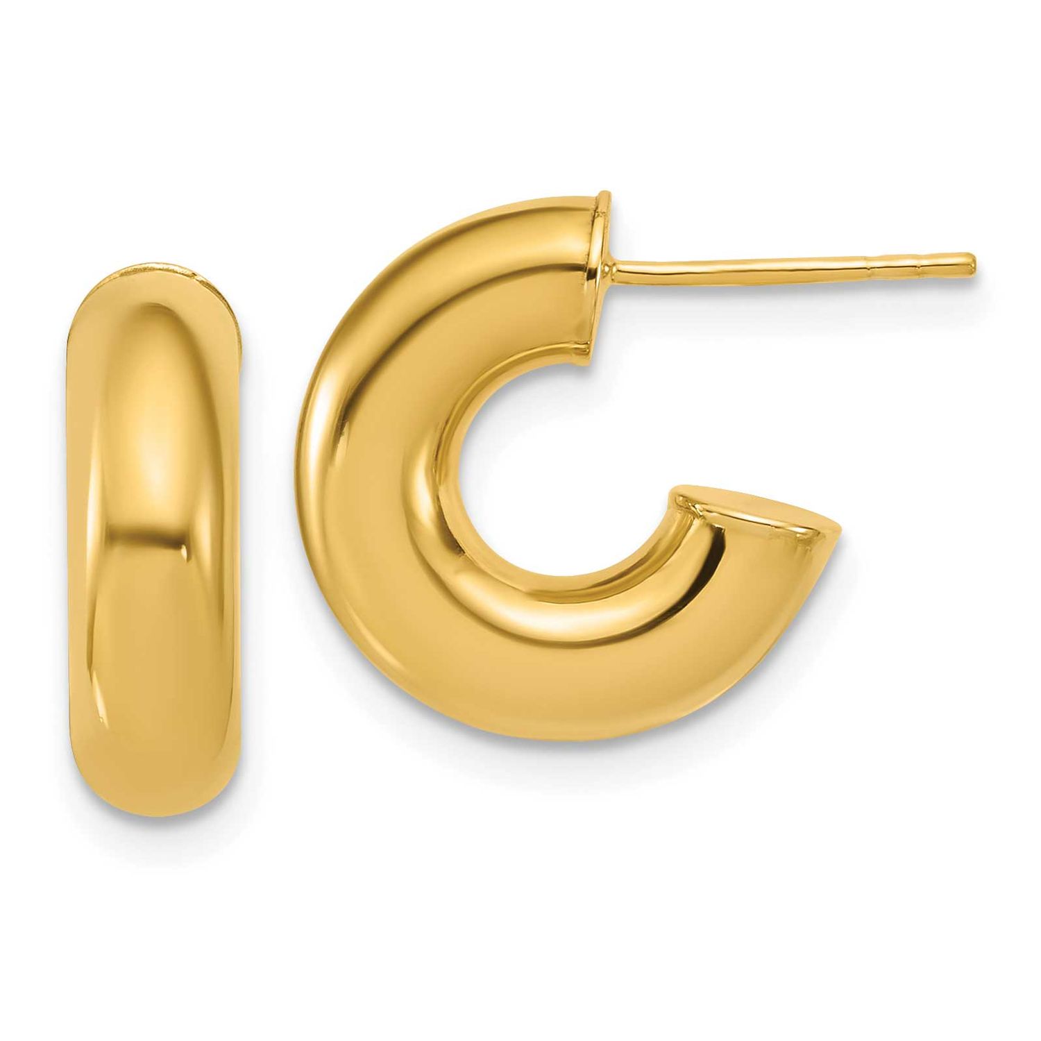 J-Hoop Post Earrings 14k Gold Polished LE2854 196904316245